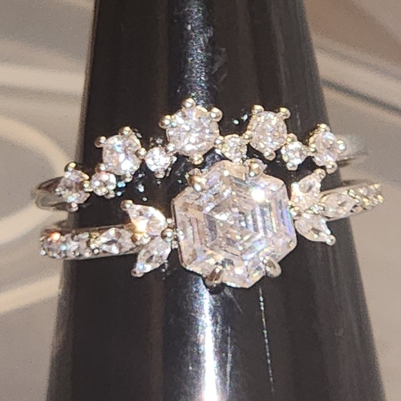2 Stackable Band Rings Size 9 Diamond Cubic Zirconia New with Tag